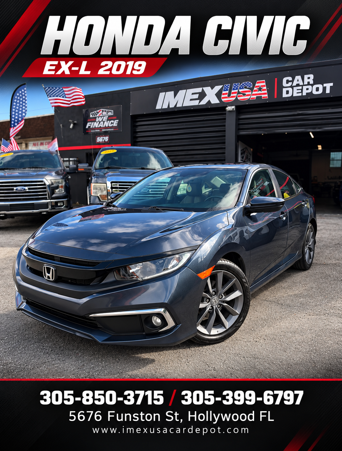 Honda Civic EX-L Gray 2019